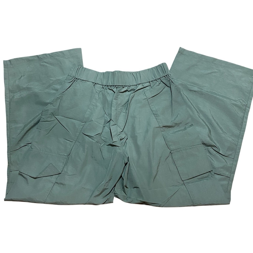 Halara Casual Cargo Wide Leg Army Green Pants NWT Size Small Side Pockets - Picture 6 of 10